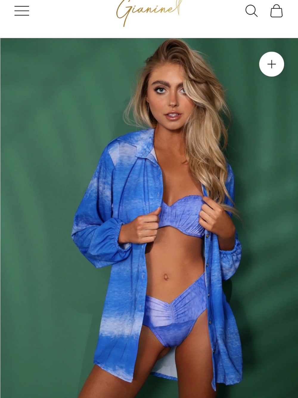 Gianine women’s size small bright blue swimsuit coverup shirt button down